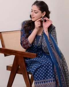 anarkali kurta and pant set with dupatta