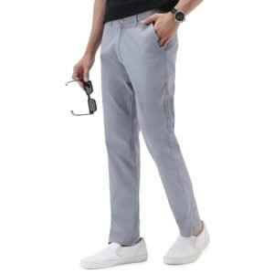 urbano fashion men's slim fit mid rise cotton casual chinos trousers stretch