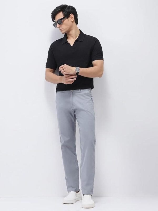 urbano fashion men's slim fit mid rise cotton casual chinos trousers stretch