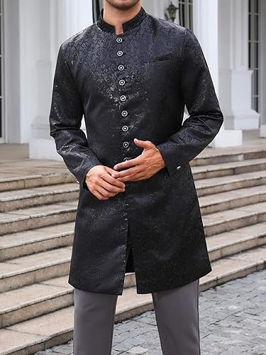 runcati mens kurta sherwani coats kaftan indian ethnic royal suits mandarin collar wedding festive party blazer