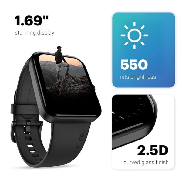 noise pulse go buzz smart watch with advanced bluetooth calling, 1.69" tft display, spo2, 100 sports mode with auto detection, upto 7 days battery (2 days with heavy calling) rose pink