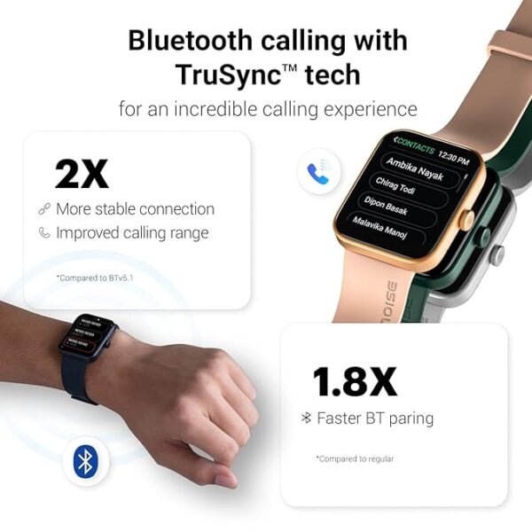 noise pulse go buzz smart watch with advanced bluetooth calling, 1.69" tft display, spo2, 100 sports mode with auto detection, upto 7 days battery (2 days with heavy calling) rose pink