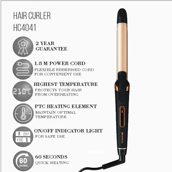 havells hc4041 25mm hair curler for long lasting curls (black)
