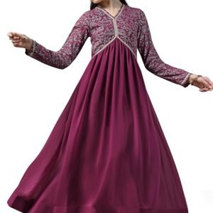 fashion dream girls's georgette fit and flare maxi dress(fdgdrs00124 win 28 wine 7 8years)